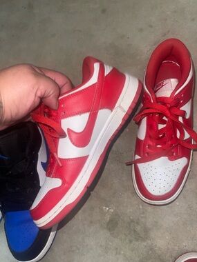 Nike Kids Red and White Low-Top Sneakers